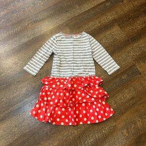 Mini Boden Gray and Red Polka Dot Dress